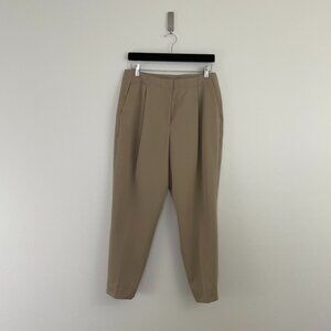 Akris Punto Tan Virgin Wool Pleated Tapered Dress Pants Size 8
